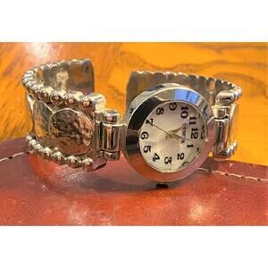 Women's 28mm Hammered Silver Tone Geneva Watch, MOP Face